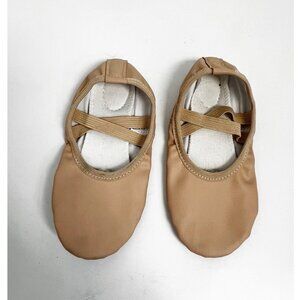 RoseMoli Beige Ballet Shoes for Girls Toddlers Kids Faux Leather Sz 12.5